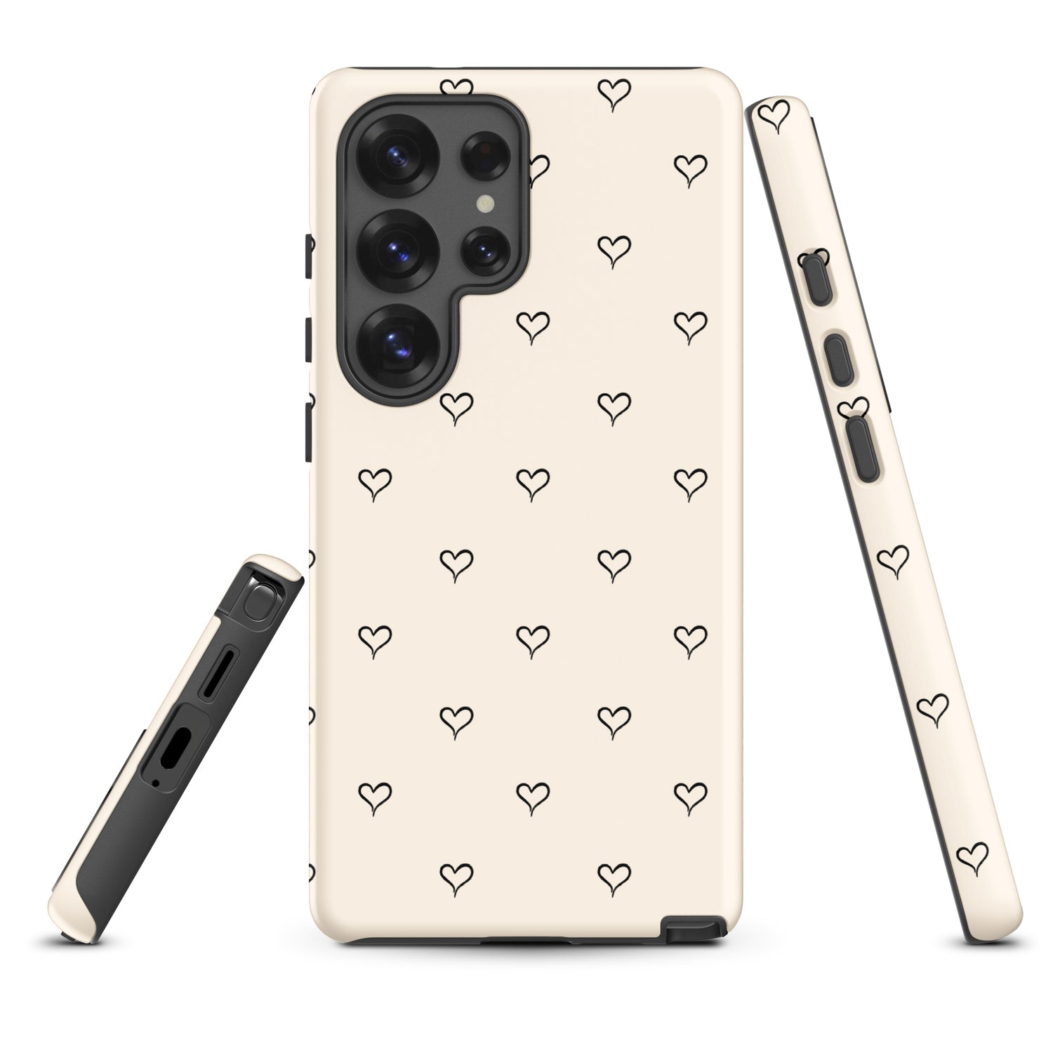 Soft Cream Minimal Heart Outline Tough Case for Samsung