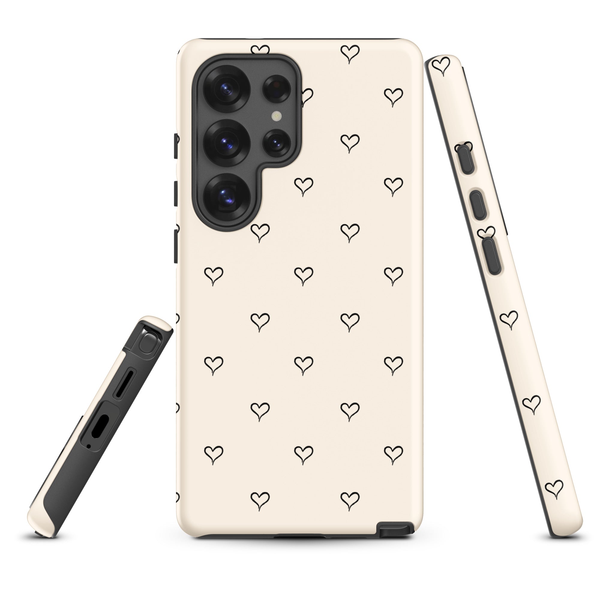 Soft Cream Minimal Heart Outline Tough Case for Samsung