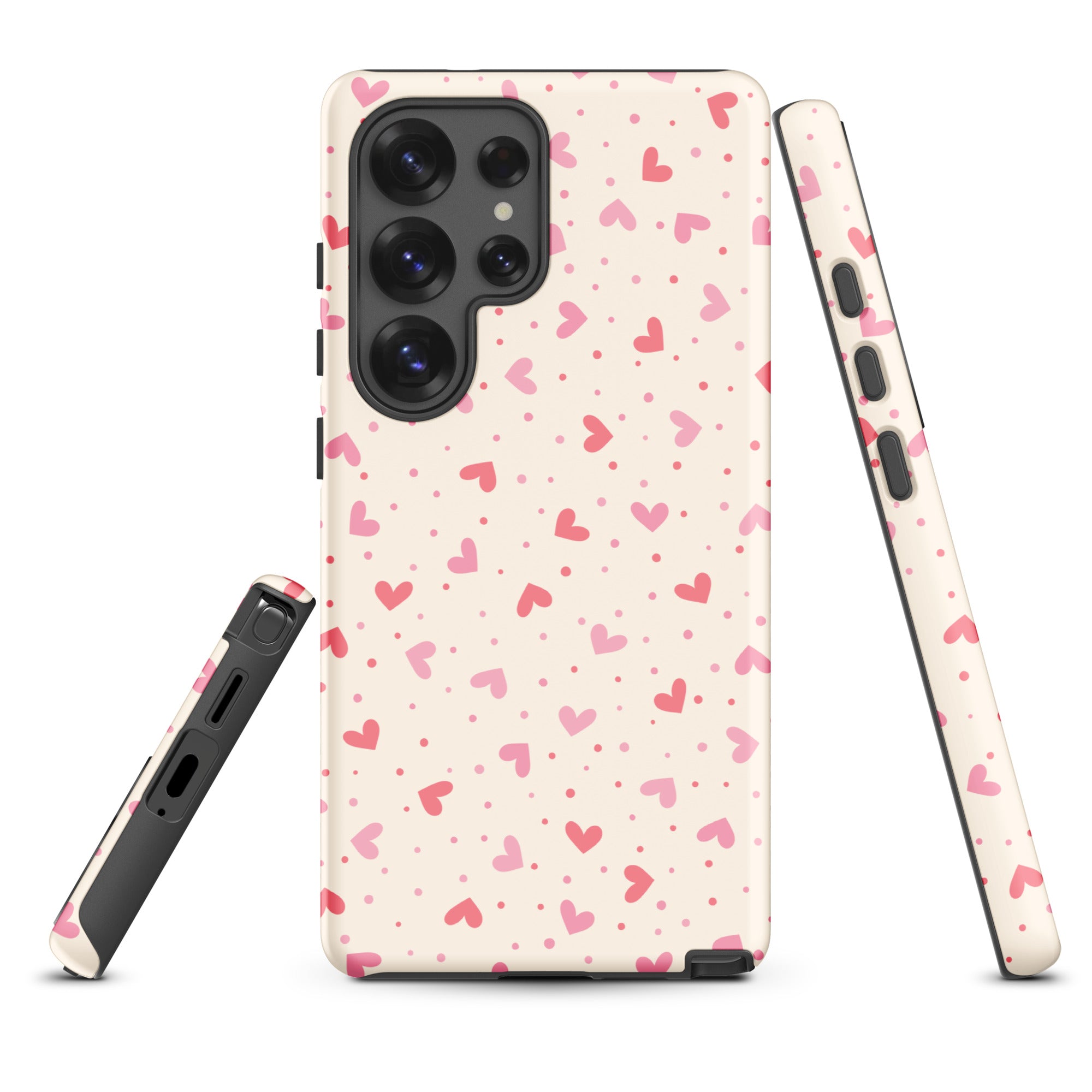 Soft Blush Heart Scatter Tough Case for Samsung