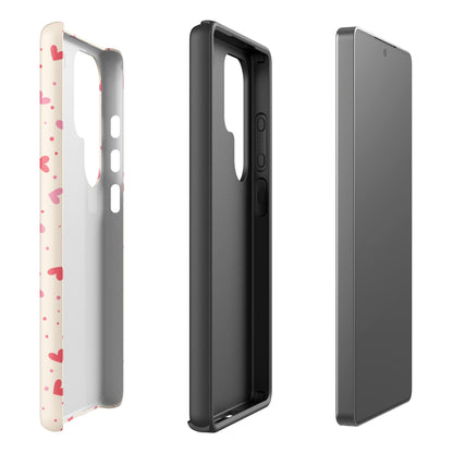 Soft Blush Heart Scatter Tough Case for Samsung