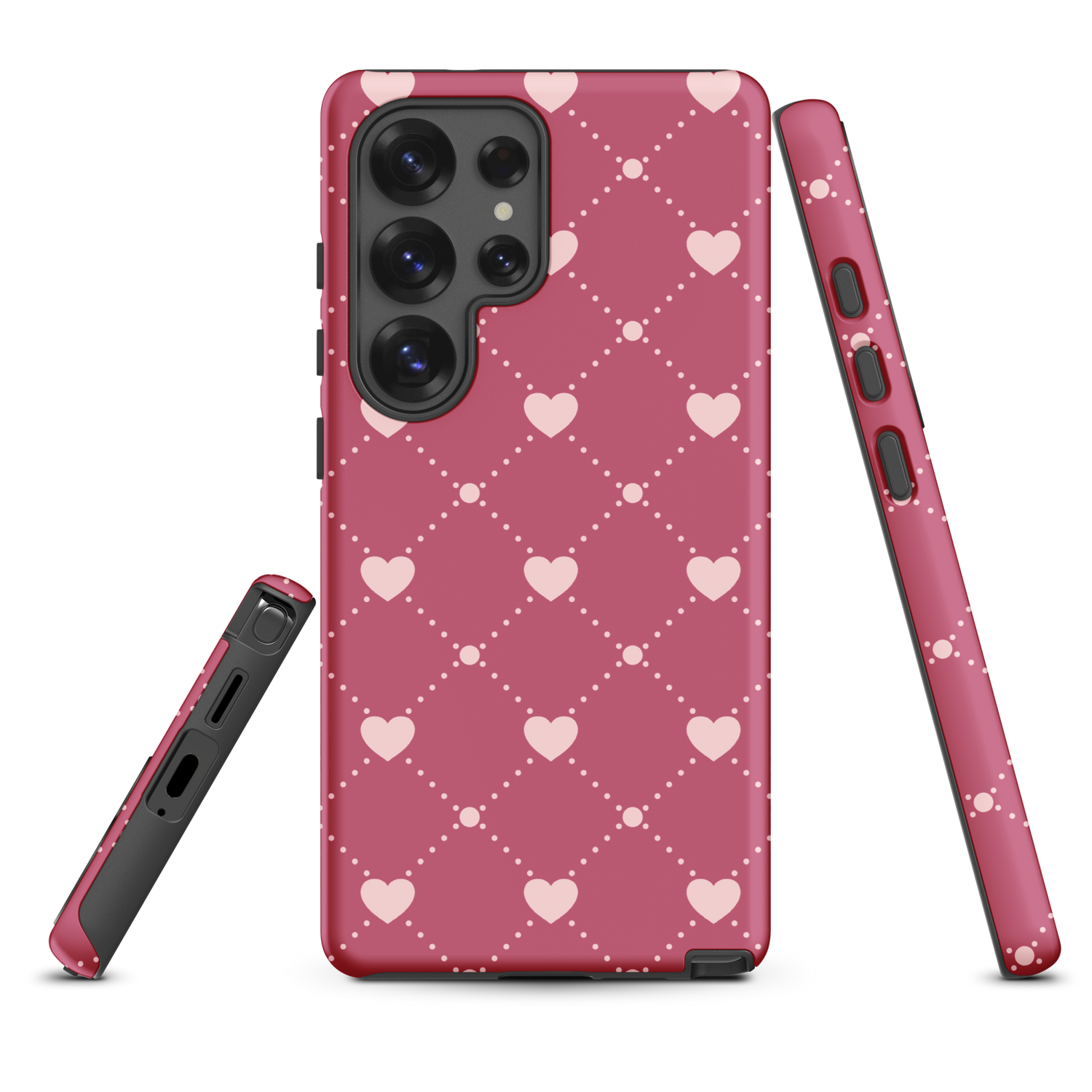 Roseberry Pink Heart Lattice Tough Case for Samsung