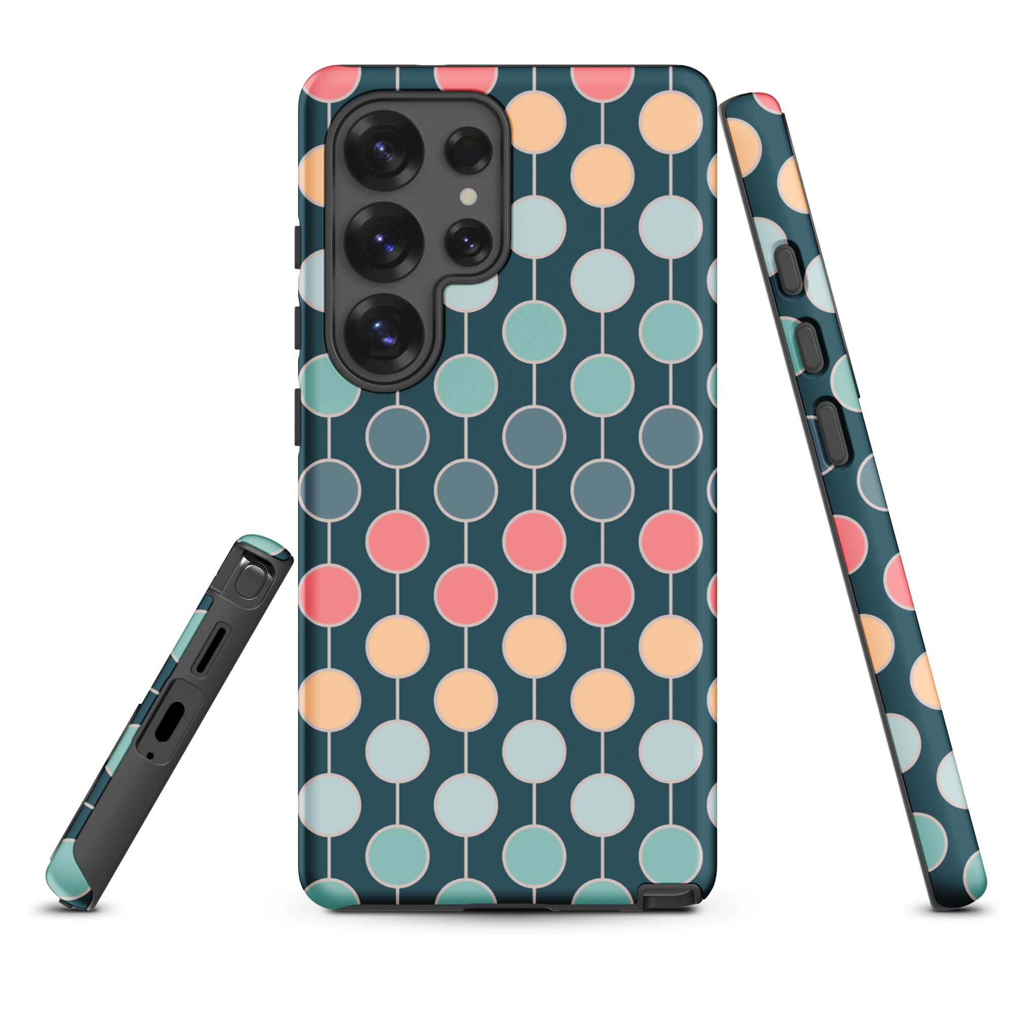 Teal Retro Dot Grid Tough Case for Samsung