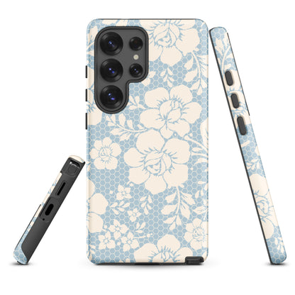 Powder Blue Heirloom Lace Floral Tough Case for Samsung