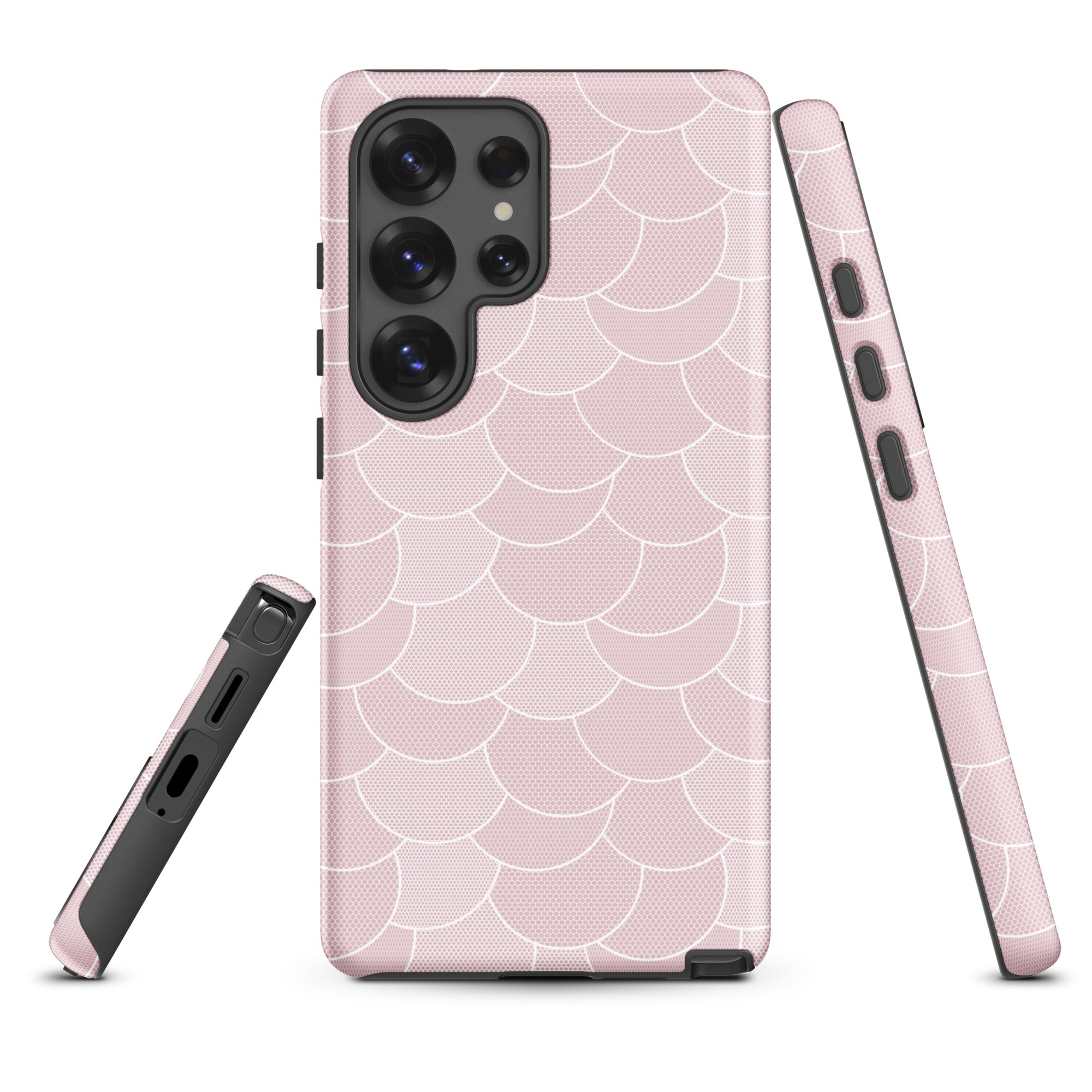Blush Pink Lace Overlay Scallop Tough Case for Samsung