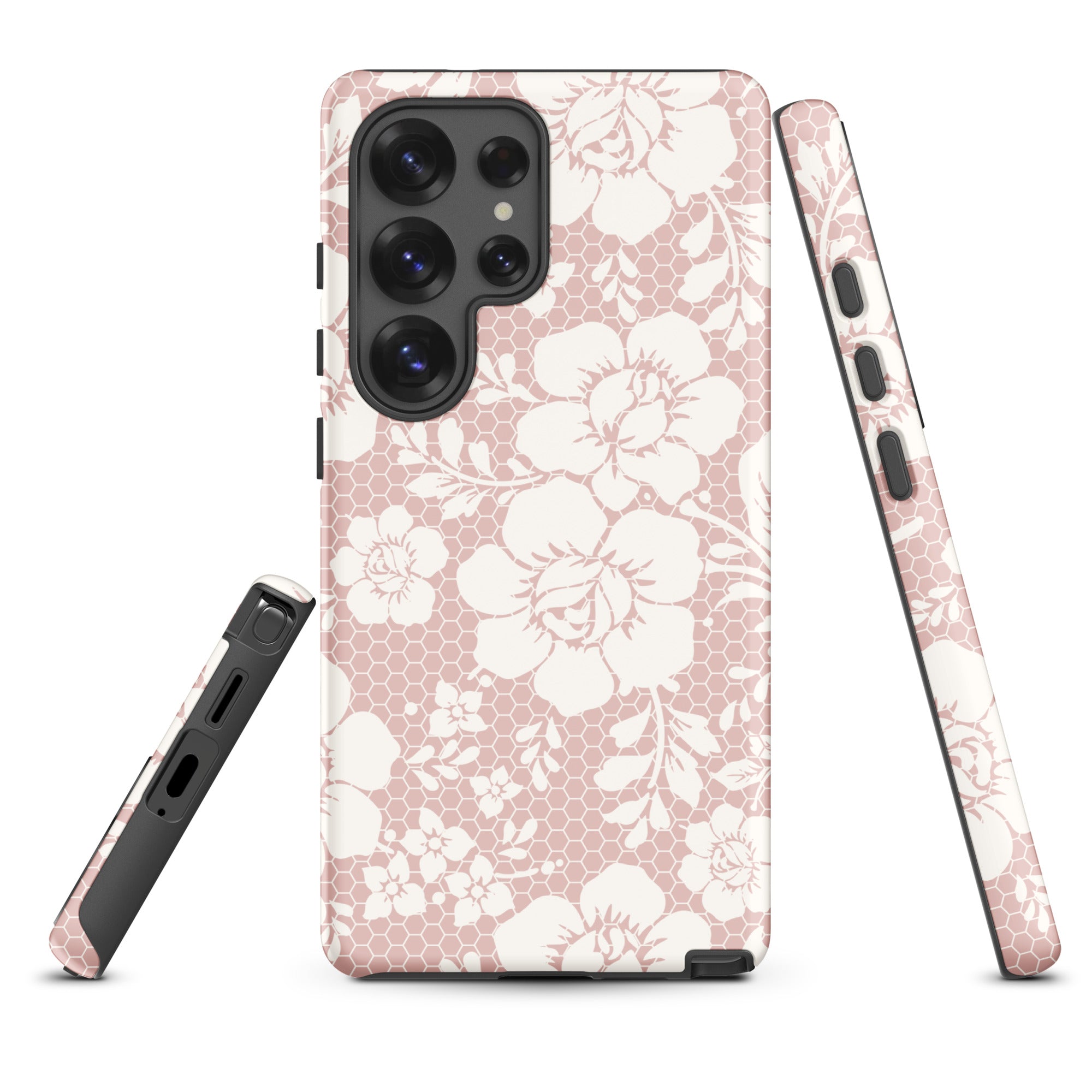 Soft Blush Lace Bloom Tough Case for Samsung