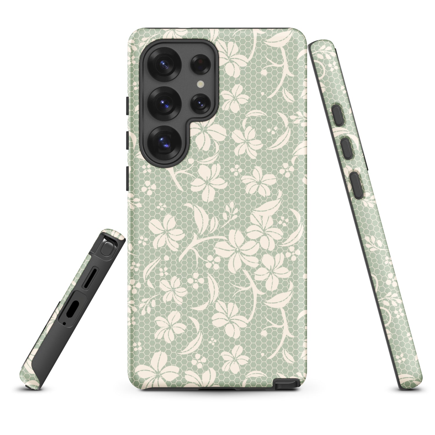 Soft Sage Lace Bloom Tough Case for Samsung