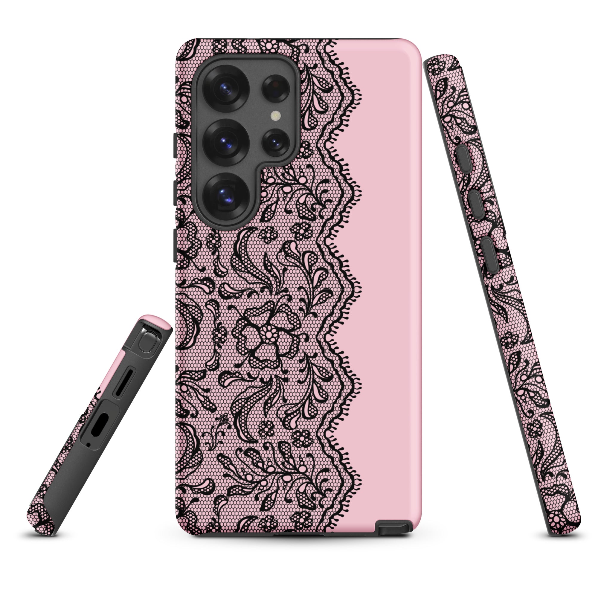 Blush and Black Lace Trim Tough Case for Samsung