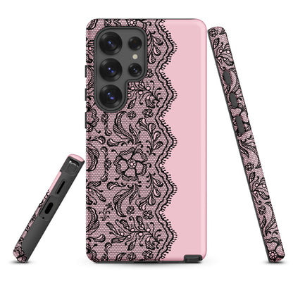 Blush and Black Lace Trim Tough Case for Samsung