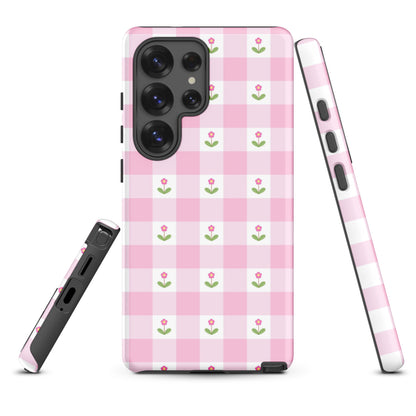 Pink Gingham Ditsy Floral Tough Case for Samsung