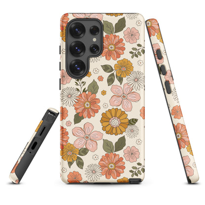 Retro Floral Cream Tough Case for Samsung