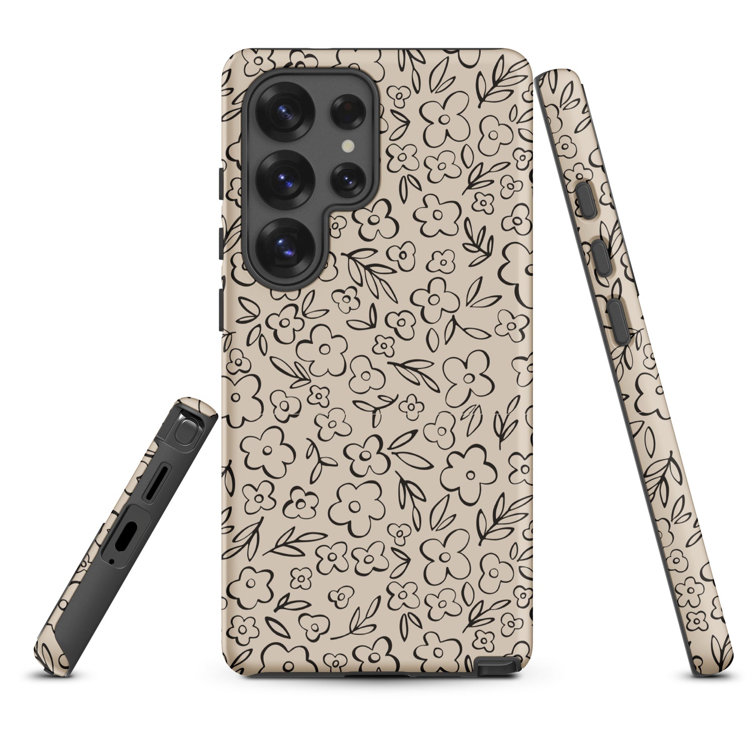 Neutral Line Art Floral Tough Case for Samsung