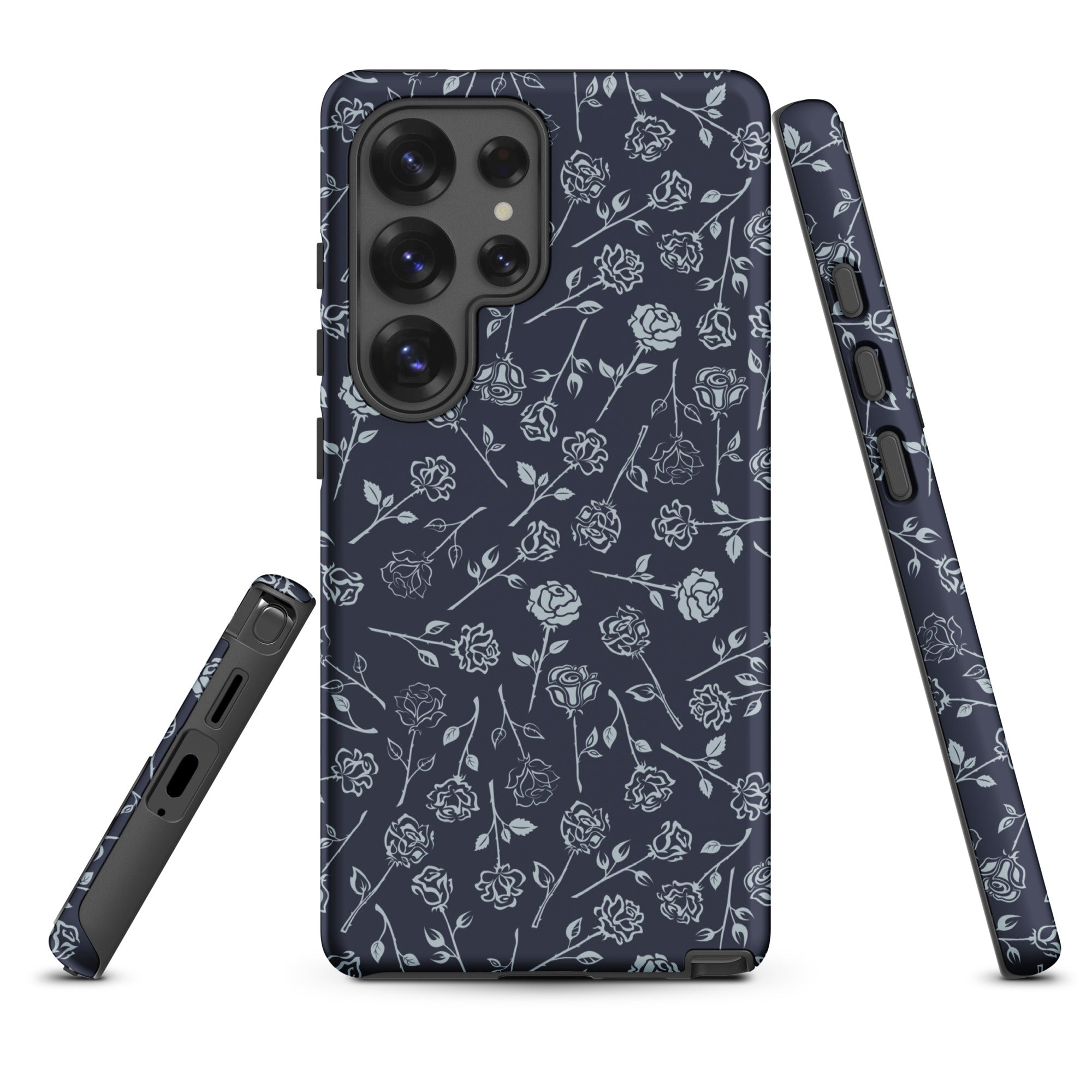 Dark Slate Floral Line Art Tough Case for Samsung