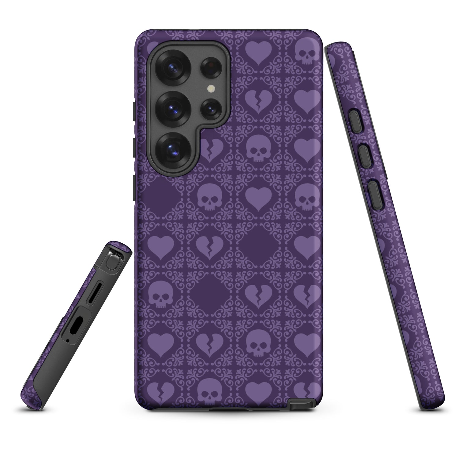 Dark Violet Gothic Heart and Skull Tough Case for Samsung