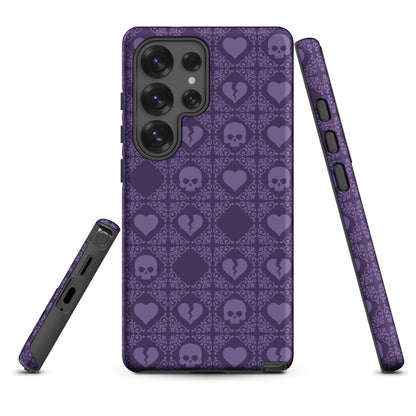 Dark Violet Gothic Heart and Skull Tough Case for Samsung