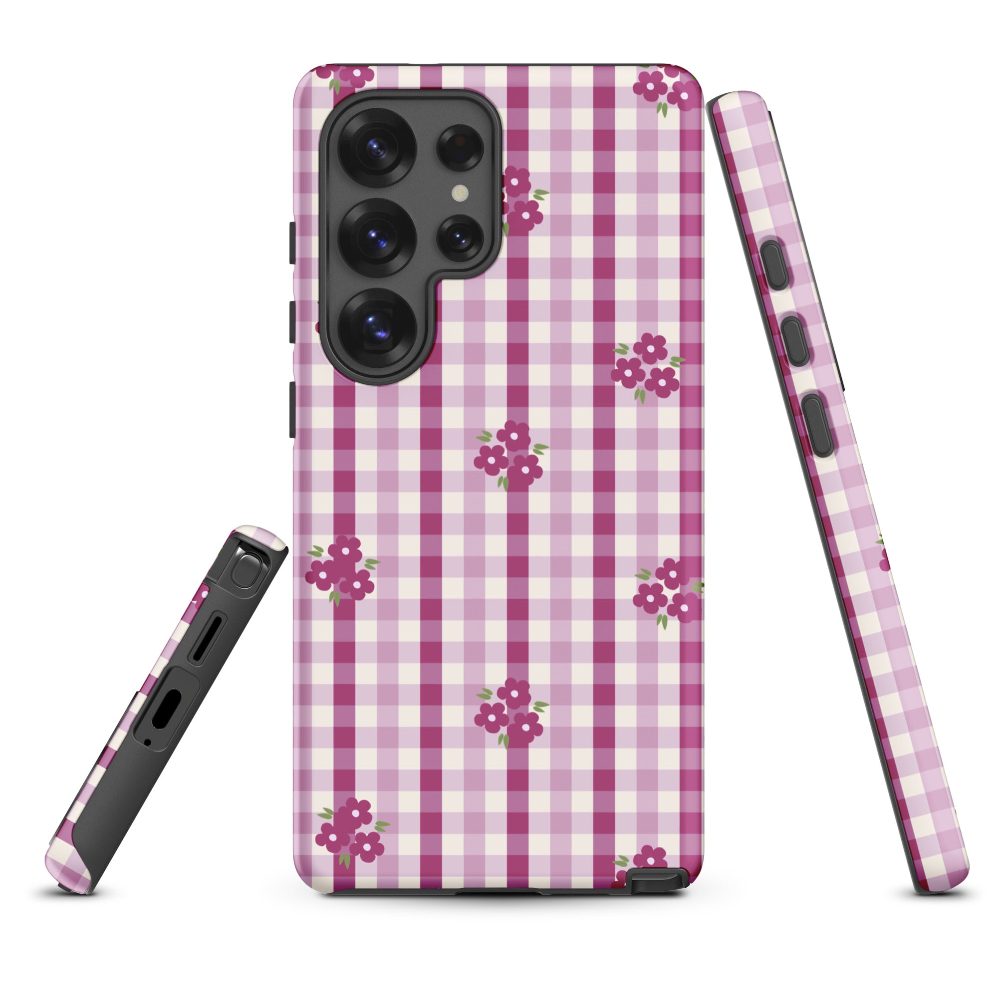 Plum Gingham Ditsy Floral Tough Case for Samsung