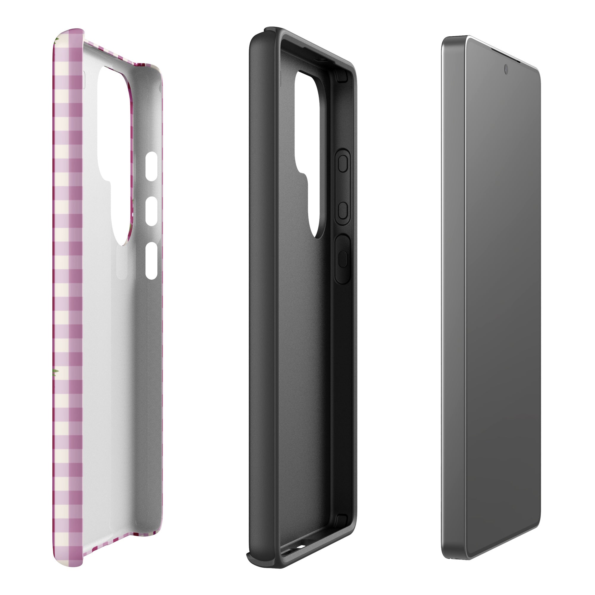Plum Gingham Ditsy Floral Tough Case for Samsung