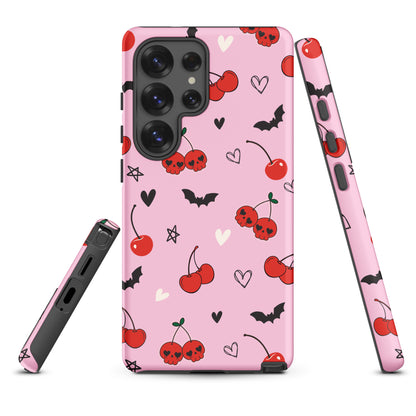 Pink Cherry Skulls &amp; Bats Tough Case for Samsung