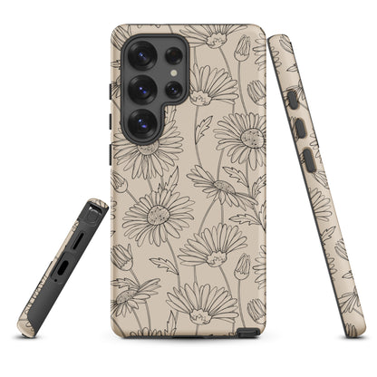 Beige Daisy Floral Tough Case for Samsung