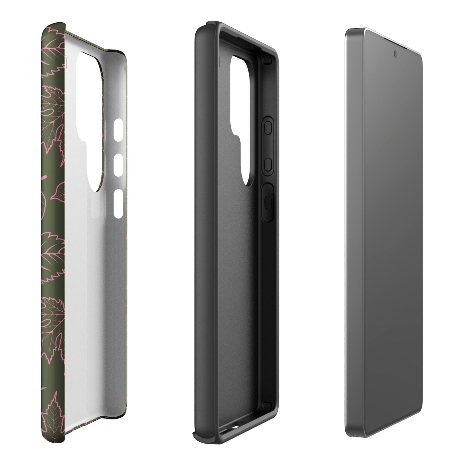 Pink on Olive Leaf Pattern Tough Case for Samsung
