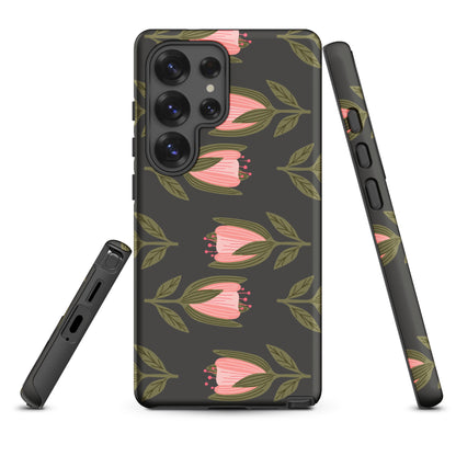 Charcoal Pink Tulip Tough Case for Samsung