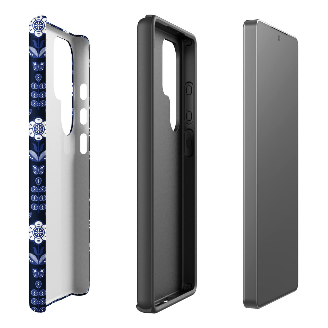 Navy Folk Floral Tough Case for Samsung