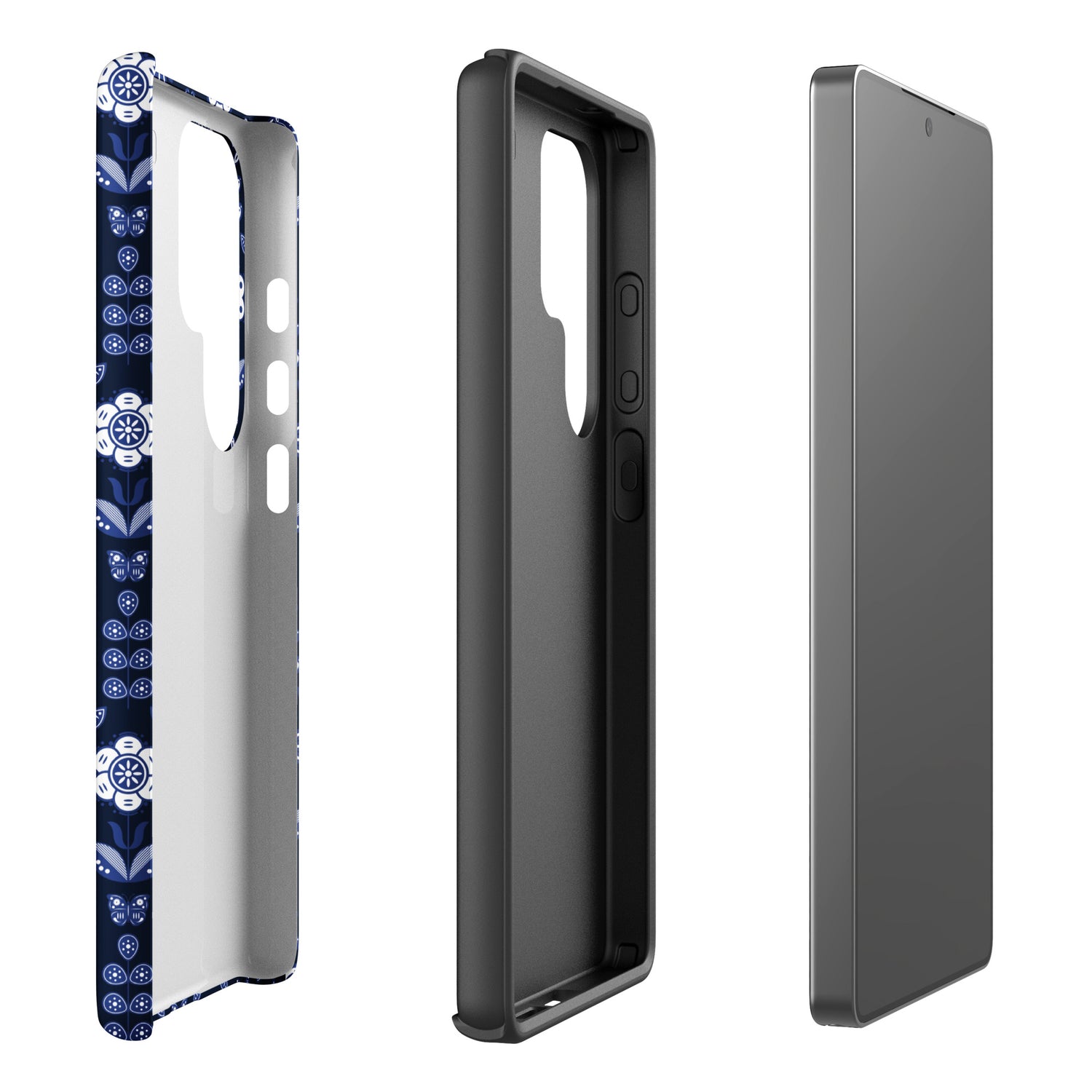 Navy Folk Floral Tough Case for Samsung