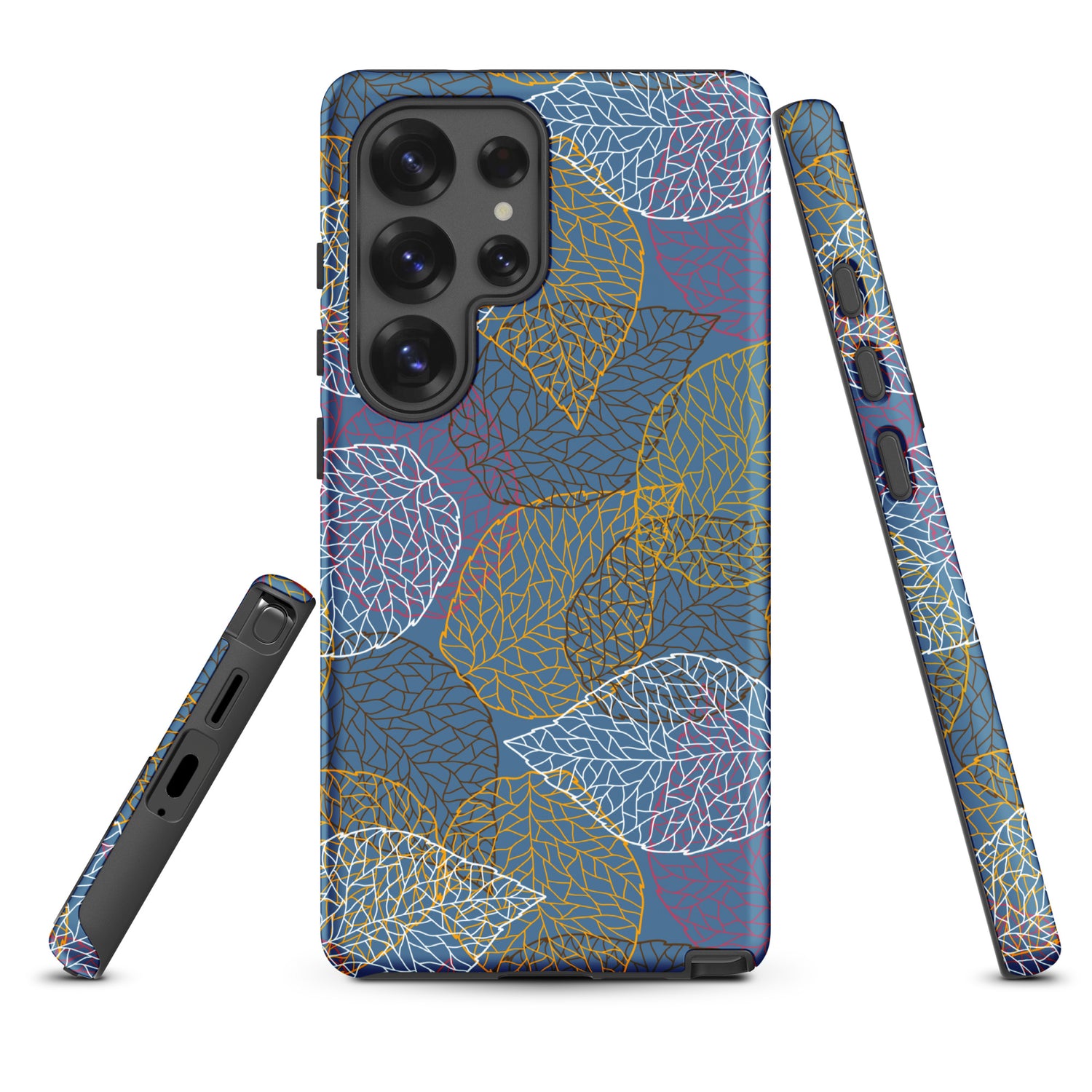 Slate Blue Abstract Leaf Tough Case for Samsung