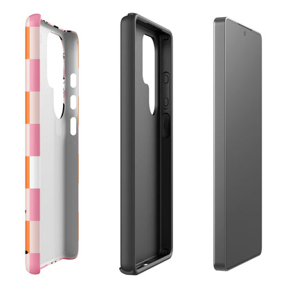 Pink &amp; Orange Halloween Checkerboard Tough Case for Samsung