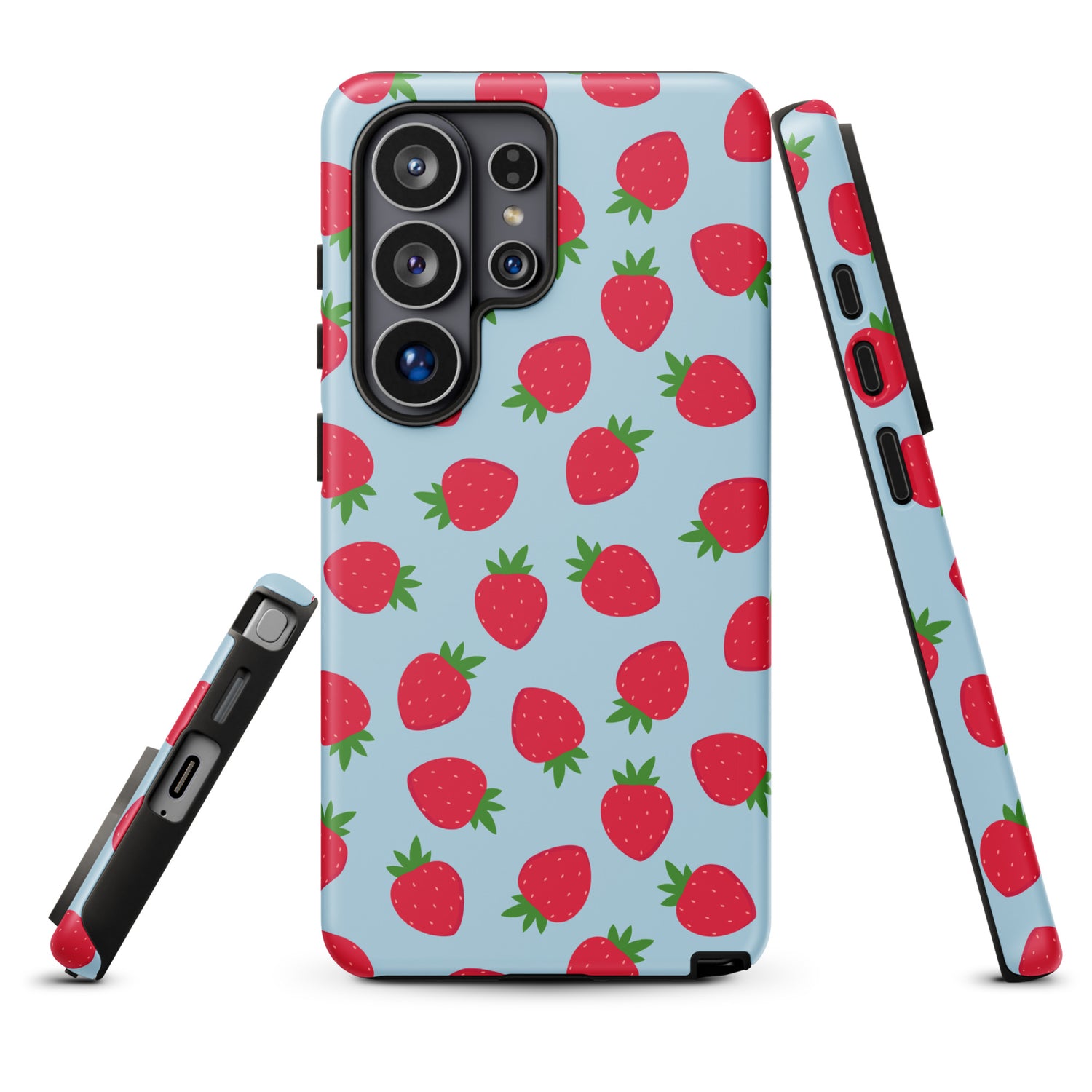 a phone case with a strawberry pattern on it.
