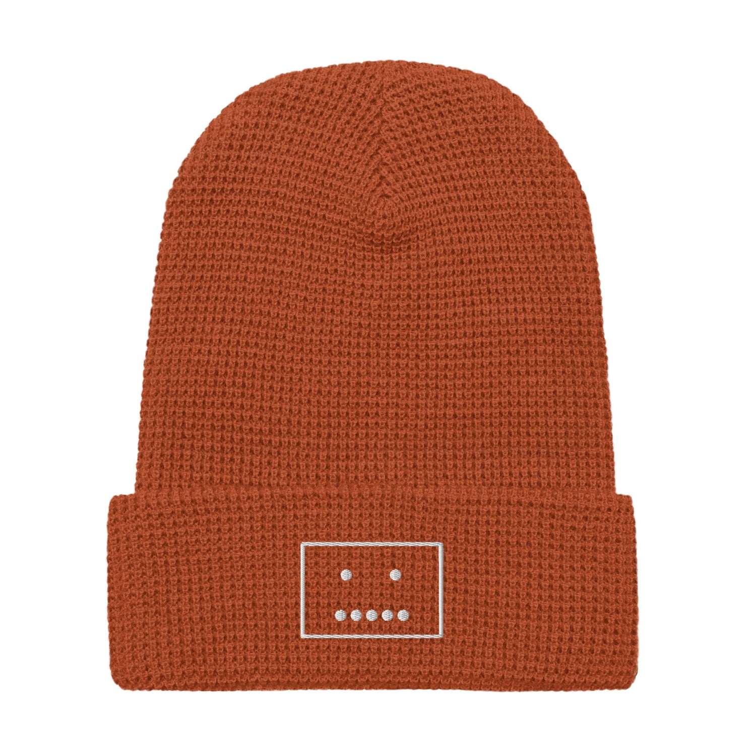 Waffle Smiley Beanie – Neutral Charm Edition