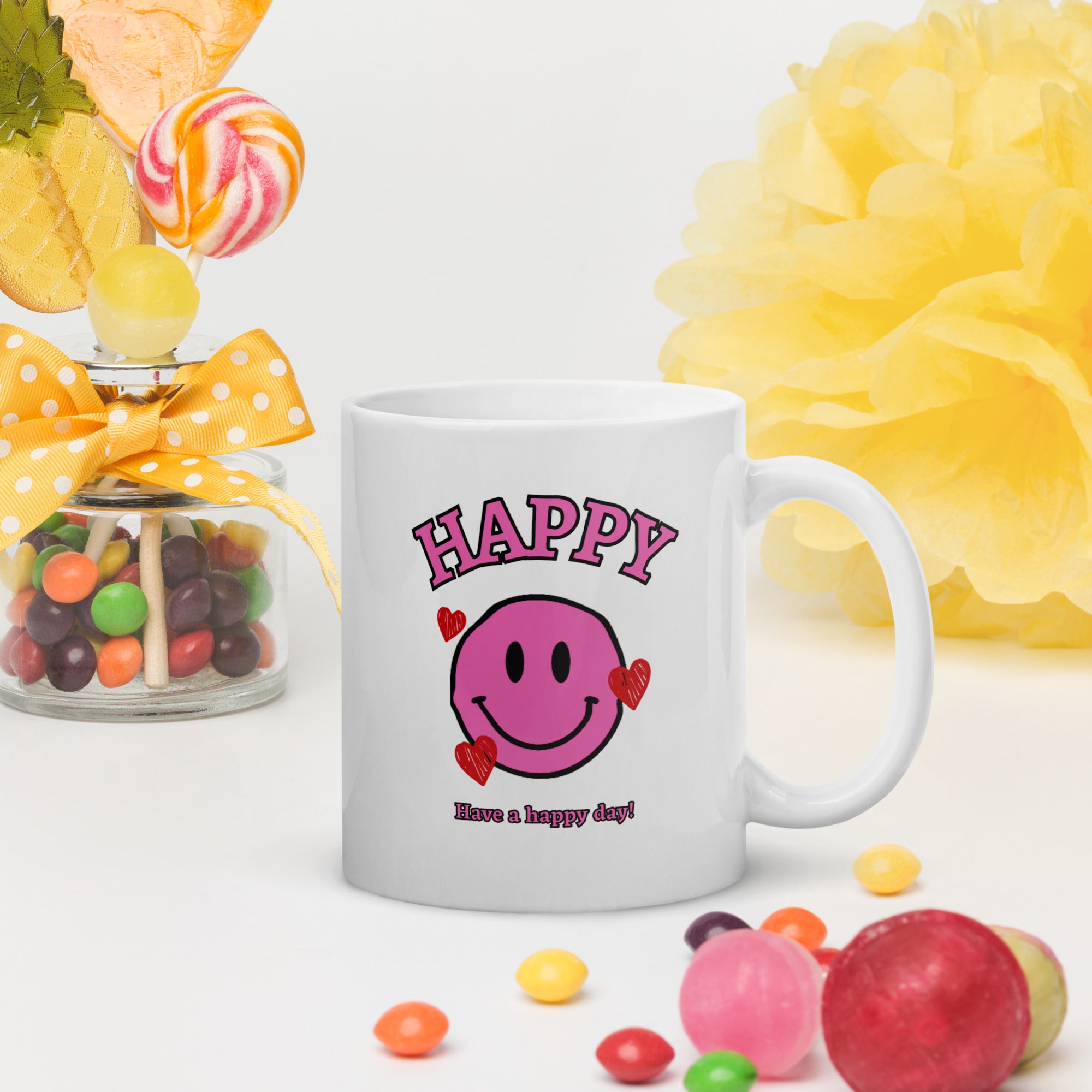 Pink Happy Hearts Mug